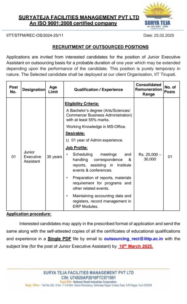 IIT TIRUPATI RECRUITMENT 2025